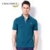 Hồng Kông Cá sấu nam Màu rắn POLO Áo sơ mi ngắn tay Áo thun cotton Ngọc trai Màu xanh đậm Màu xanh đậm Ve áo chính hãng áo polo có cổ Polo