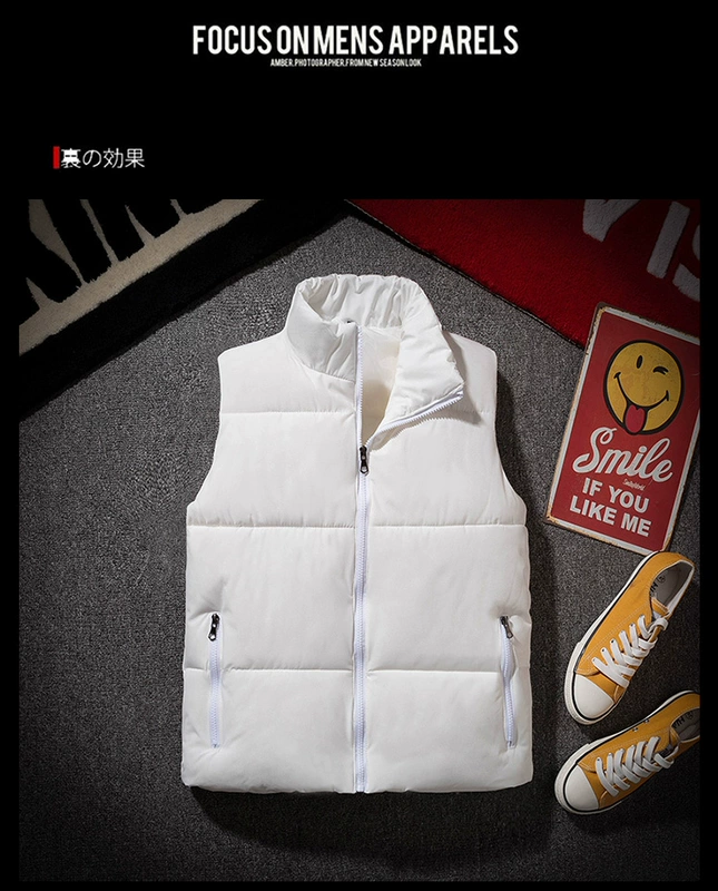 Áo vest cotton nam mùa thu đông phiên bản Hàn Quốc của mẫu áo đôi thủy triều vest dày làm ấm áo vest cotton áo vest trung niên