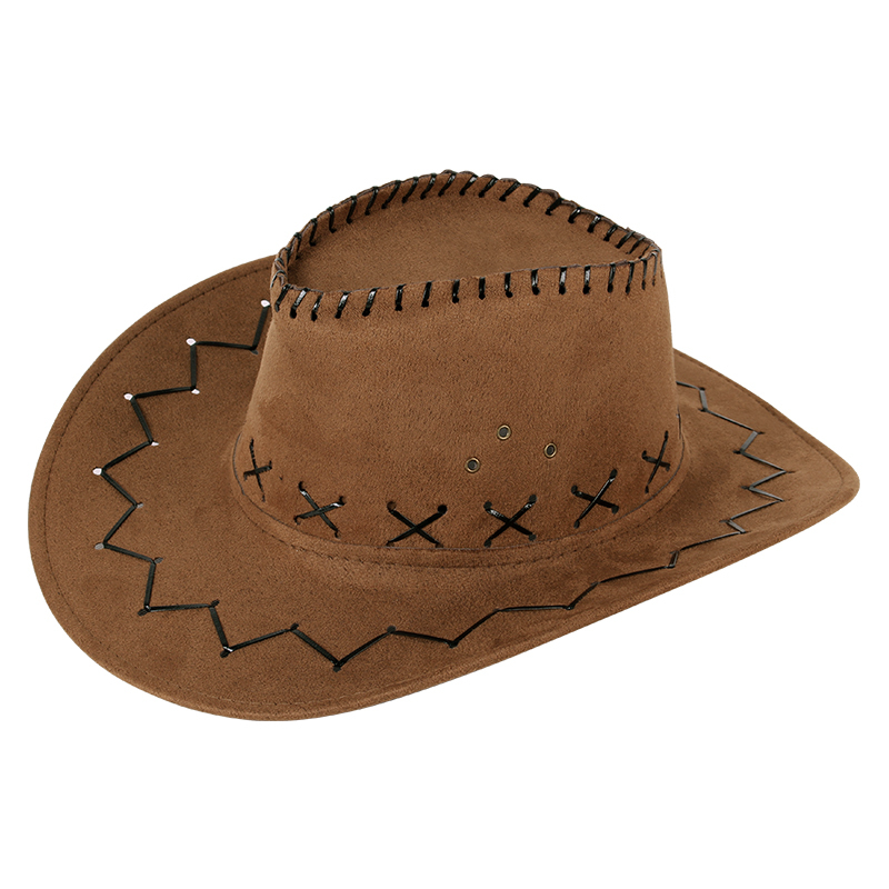 Western Cowboy Hat Outdoor Travel Leisure Unisex Sun Hat Faux Suede Summer Sun Protection Cool Knight Hat