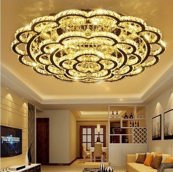 Minimalist modern round hall 1 2 m led living room suction ceiling light hotel lobby water crystal light atmospheric bedroom lamps