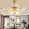 New Chinese style invisible ceiling fan lamp Household living room dining room bedroom Chinese style Zen Bluetooth music variable frequency ceiling fan lamp
