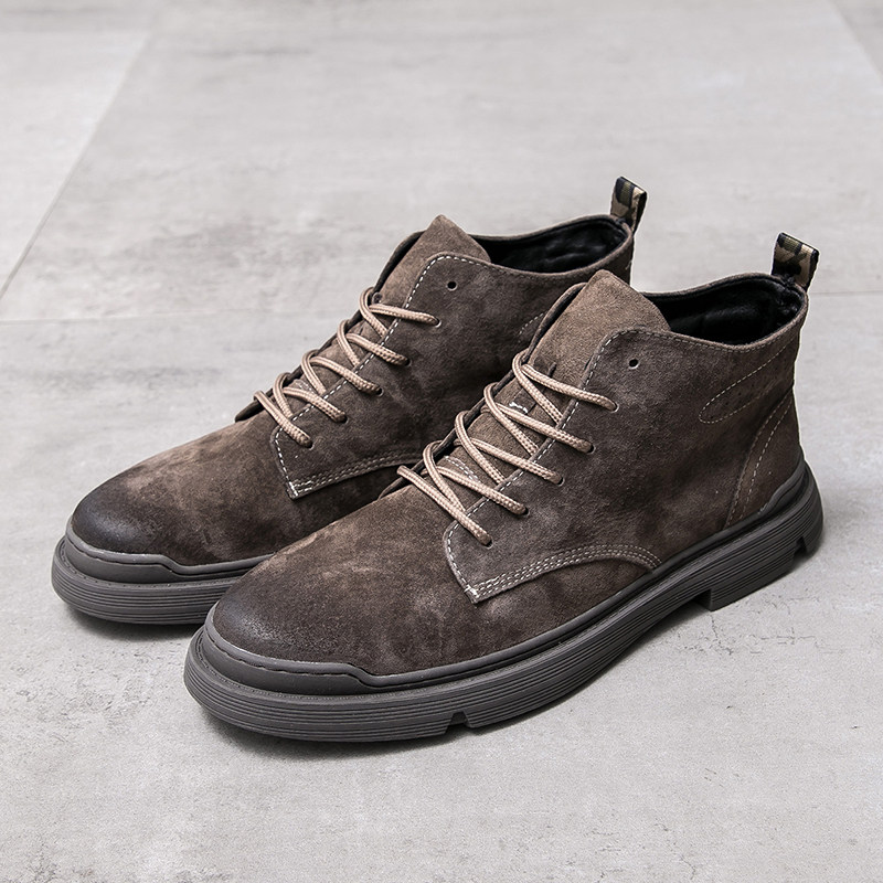 Martin boots men's leather British high-top shoes Korean version of the trend mid-top casual boots retro all-match tooling desert boots