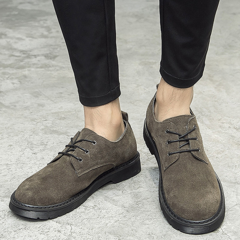 Autumn suede round toe casual leather shoes leather retro suede men's shoes scrub low-top shoes Martin boots tide