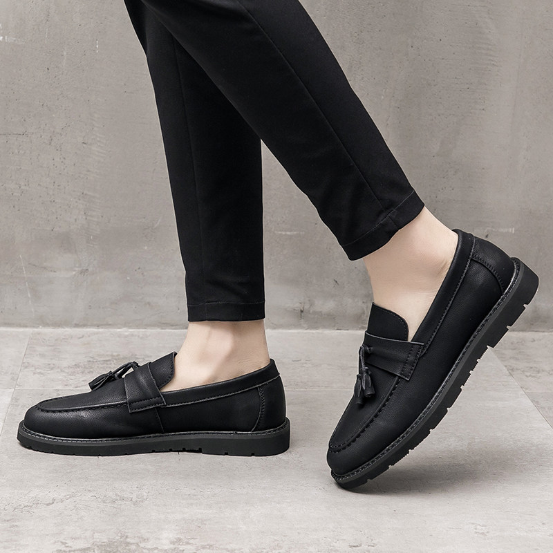 Autumn breathable tide shoes men's beanie shoes men's lazy shoes British Korean version casual leather shoes all-match one-slip men's shoes