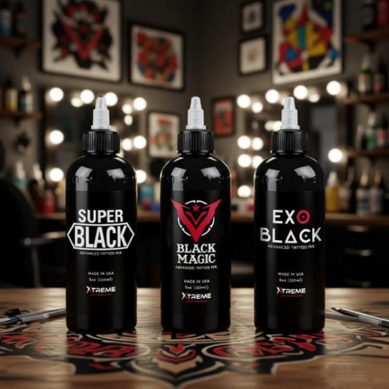 American New Generation Tattoo Ink Hardcore Extreme Black Line Work Shading Black Xtreme 8oz