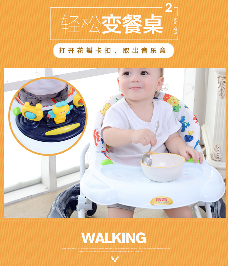 Bé con baby baby walker đa chức năng anti-rollover chống loại chân đẩy đẩy ráp trai và cô gái học tập