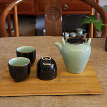 龙泉青瓷陶瓷提梁壶亚朵酒店同款茶具套装日式家用泡茶壶大容量