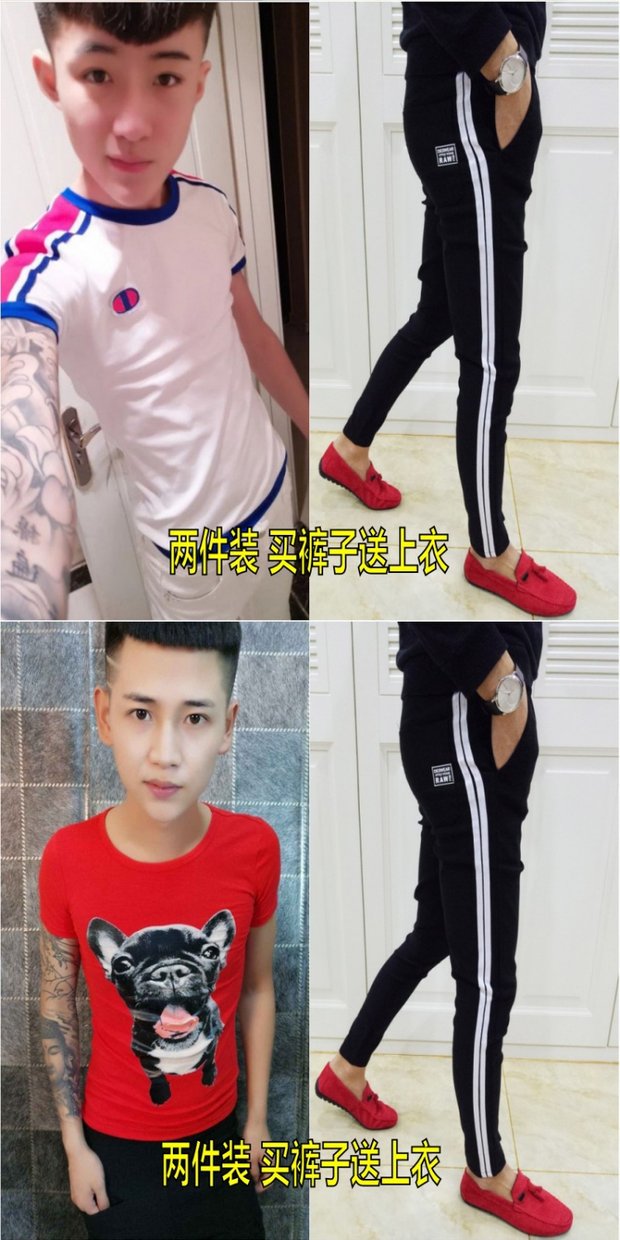 Xã hội anh chàng quần short một bộ đồ nam nhanh tay đỏ người đàn ông lưới đỏ tinh thần phù hợp với quần mùa hè quần legging nam