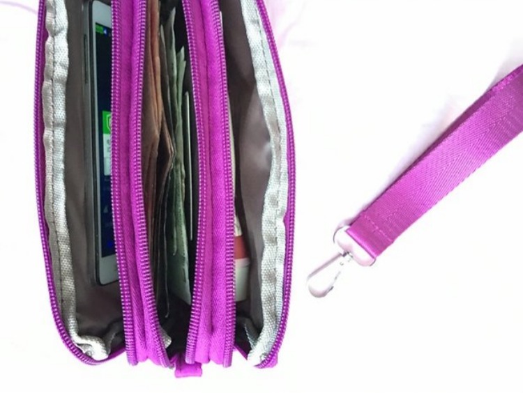 Túi đeo chéo ba lớp đa chức năng mới nữ 6 inch màn hình lớn điện thoại di động ví đựng tiền nhỏ xách tay đeo chìa khóa - Túi điện thoại túi đeo