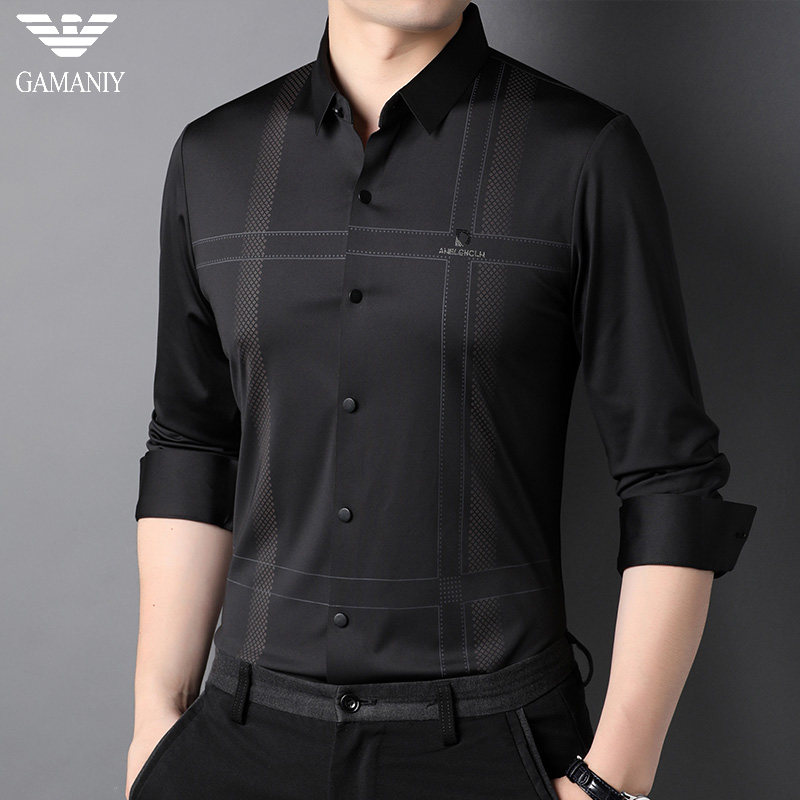 Chiamanian 2021 Spring Autumn season men's long sleeve shirt for youth business casual No-mark plaid shirt