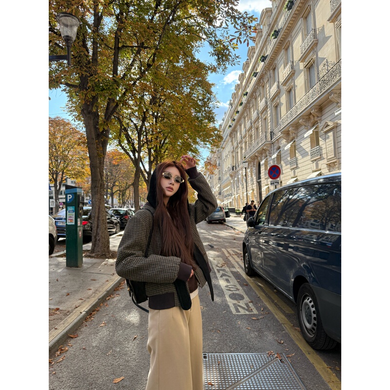 Yangzifan Ys1 Vintage Retro American Plaid Reversible Bomber Jacket Casual Jacket