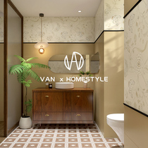 Vanne French Song Dynasty texture bathroom small tiles retro cream bath toilet bathroom wall tiles floor tiles