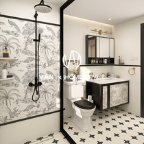 Vannet French retro black and white swallow bathroom tiles cream bathroom small flower tiles floor tiles kitchen wall tiles