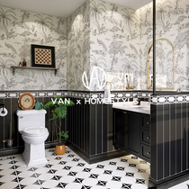 Vannet French bathroom black and white dado tiles retro style swallow kitchen bathroom floor tiles wall tiles small tiles