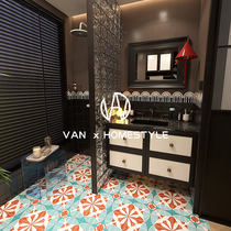 Vannet French retro bathroom tiles medieval style bathroom toilet blue small flower tiles floor tiles kitchen wall tiles