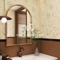 Vanne Medieval style Dunhuang bathroom tiles small tiles brown tone retro cream bathroom toilet wall tiles and floor tiles