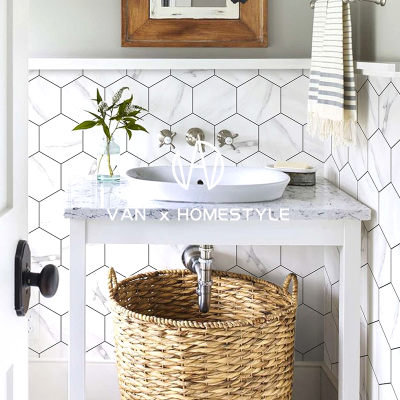 Van NeNordic Makeup Room Tile Kitchen Hexagonal Brick Jazz White Hexagon Tile Balcony Toilet Bathroom Brick