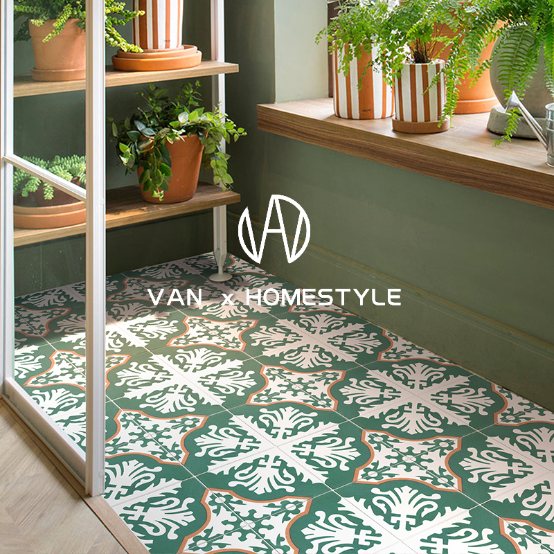 Sanskrit green living room dining room Moroccan small flower brick retro kitchen balcony tiles Dressing Room Bathroom floor tiles