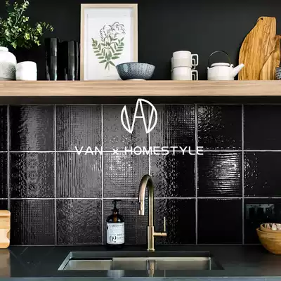 Vatican Nordic Spanish imported square brick black relief wall tiles Net red kitchen dressing room texture tiles