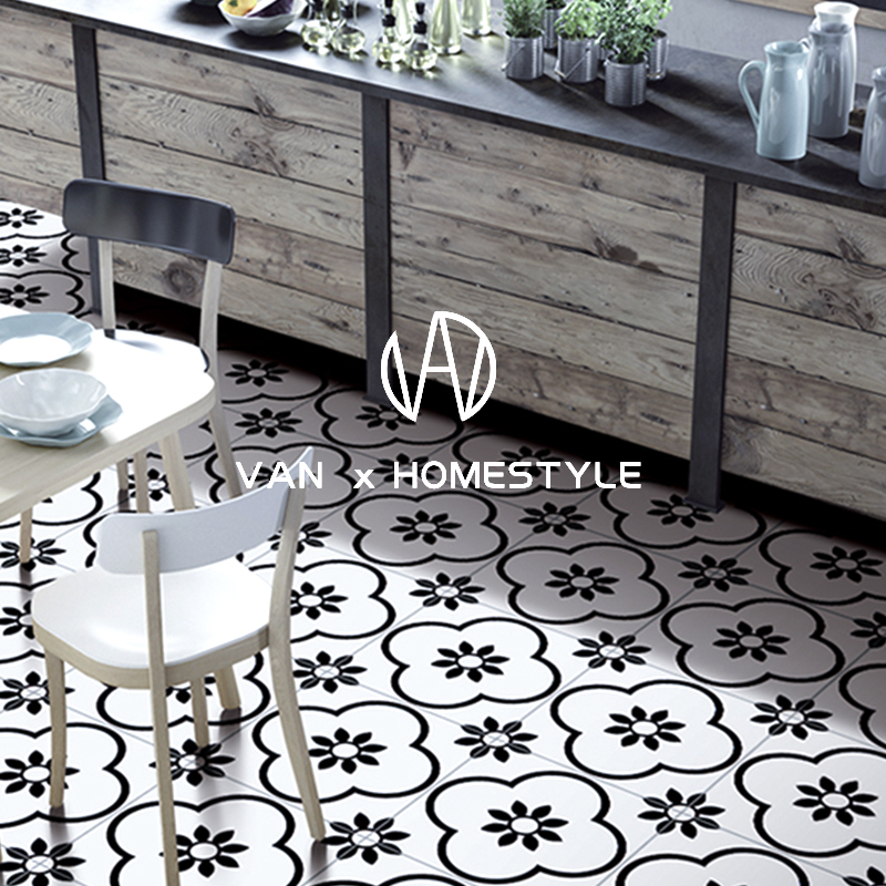 Vannet Modern black and white gray tiled bathroom tile kitchen balcony entrance bathroom toilet non-slip and wear resistant