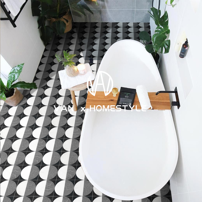Fannei retro bathroom bathroom black and white small flower tiles balcony courtyard flower tiles kitchen porch wall and floor tiles