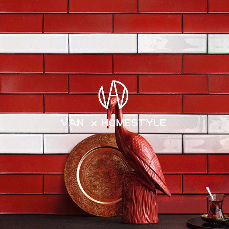 Sanvan China Red Retro Ancient Tile Kitchen Dining Room Bar Counter Wall Brick Make-up Room Bathroom Toilet Background Wall