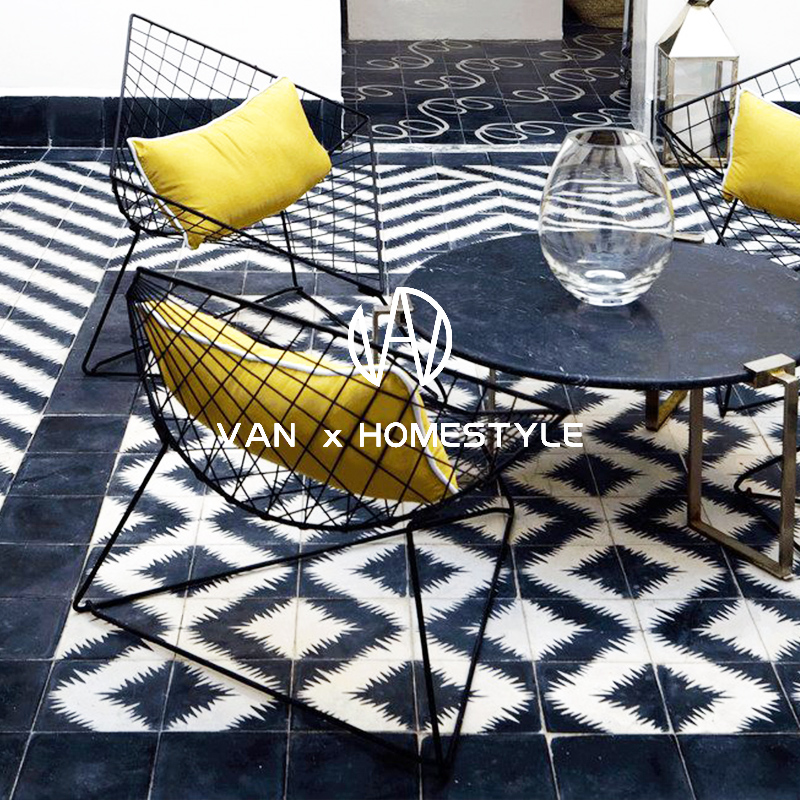Van NeNordic Black & White Ins small flower brick mesh red kitchen dining room bar Balcony Floor Tiles Dressing Room Tiles