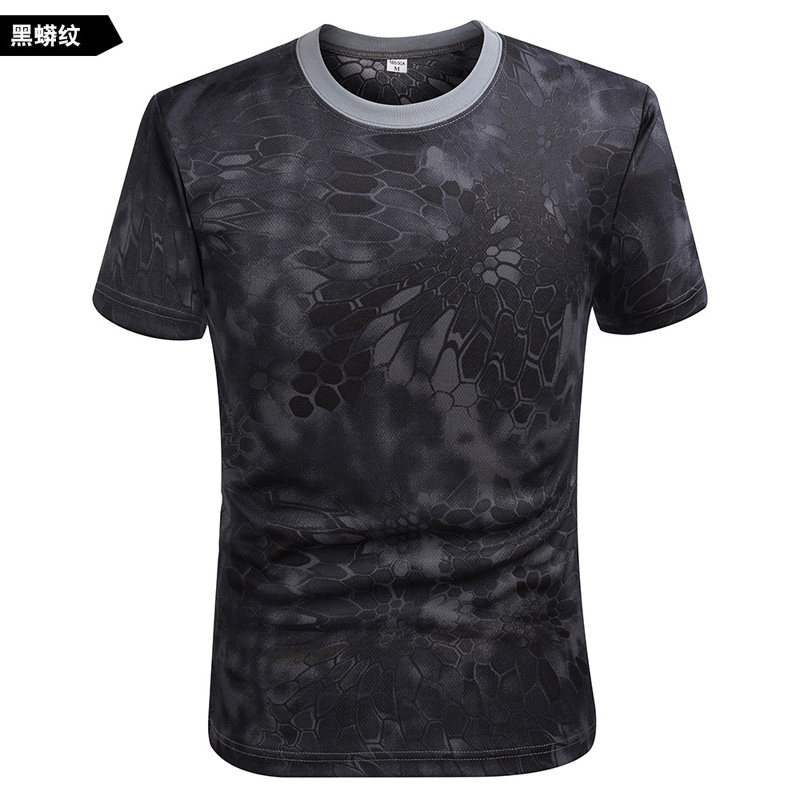 Outdoor speed dry short sleeves Sharmo camouflares sports speed dry T-shirt light and thin breathable quick dry clothes fitness mesh python T-shirt