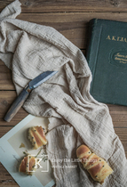 Japanese cotton and linen texture raw edge food napkin tea towel background cloth shooting props