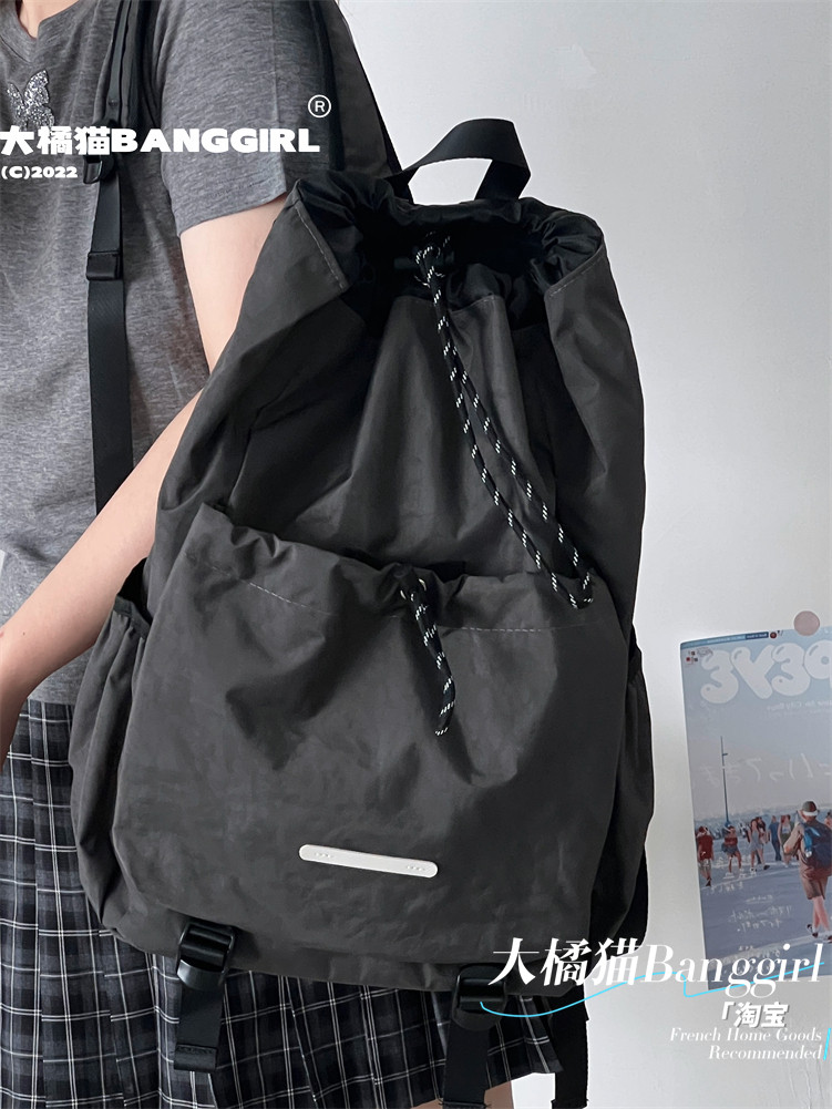 Big Orange Cat Trendy Men and Women Lightweight Drawstring Backpack Sports Mountaineering Backpack Niche Travel College Student School Bag