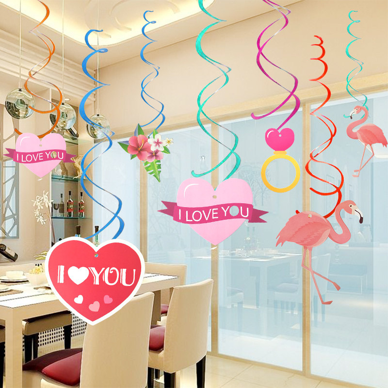 Tanabata Festival decoration decoration shop Valentine's Day Jewelry store pendant hanging love spiral pendant creative atmosphere