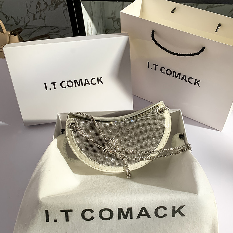 Hong Kong ITCOMACK Sense Chain Strip Dumpling Female 2021 New Tide Water Drilling Bag Bag