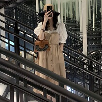 2021 autumn new size set egg fat mm waist slim loose foreign style French small fragrant wind a dress