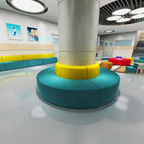 Training Institution Early Education Center Kindergarten School Operating hall Relax Area Round Square Pillar Soft Bag Sofa Combination