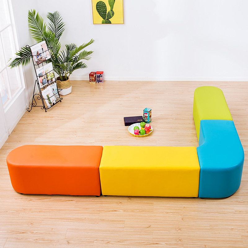 Kindergarten educational institution corridor hall parents rest waiting area sofa child protection long soft bag stool