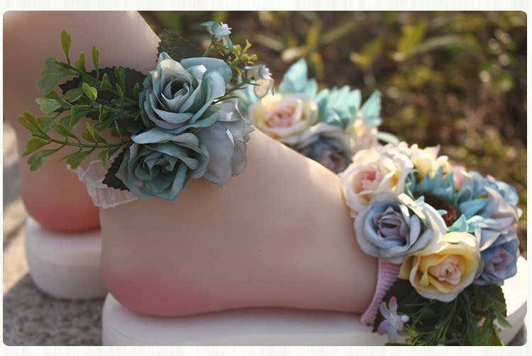 Vintage Rose Ladies Ren vòng chân Foot Hoa Sen Foot Ring Photo Studio Bên bờ biển Phụ kiện ảnh vòng chân nam