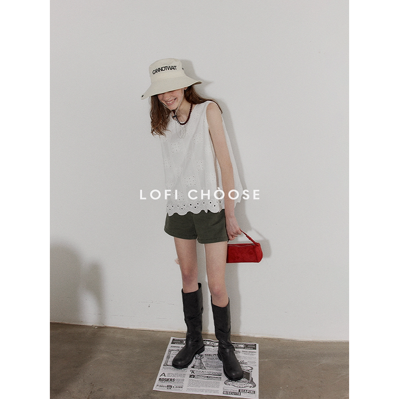 Lofi Choose High-End Heavy Embroidery Pure Cotton Sleeveless Vest for Women, New Summer Style, Loose Outerwear Top