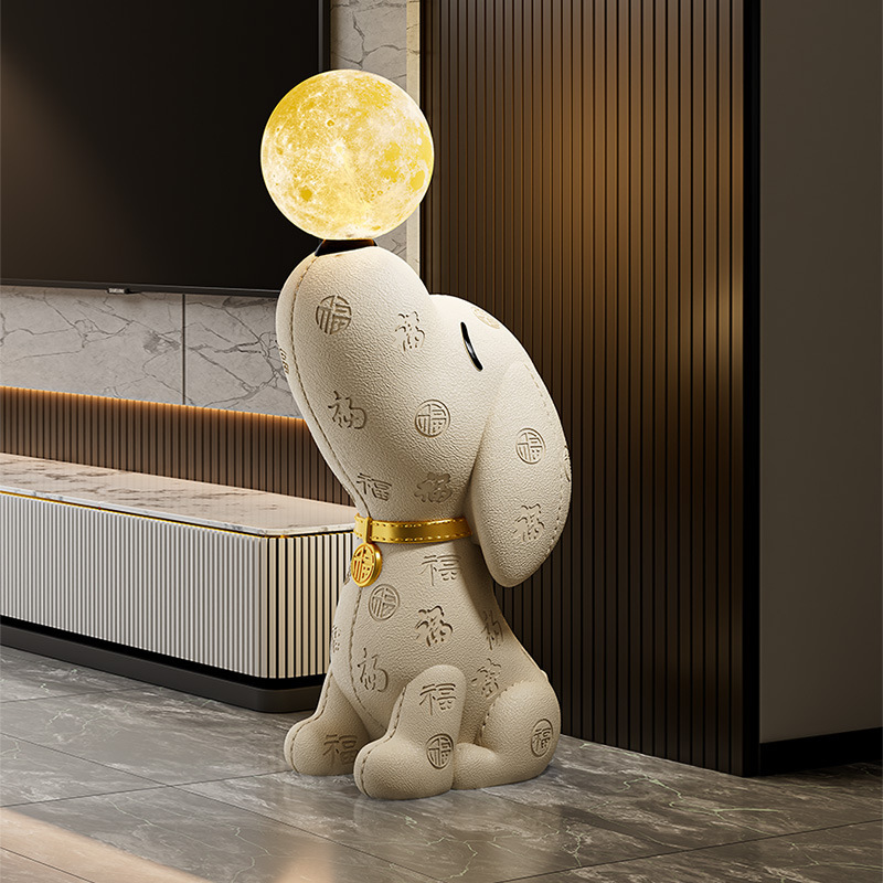 Living Room Floor-Standing Ornaments, High-End Beagle Floor Lamp, Tv Cabinet, Home Decorations Next to the Sofa, Housewarming Gift