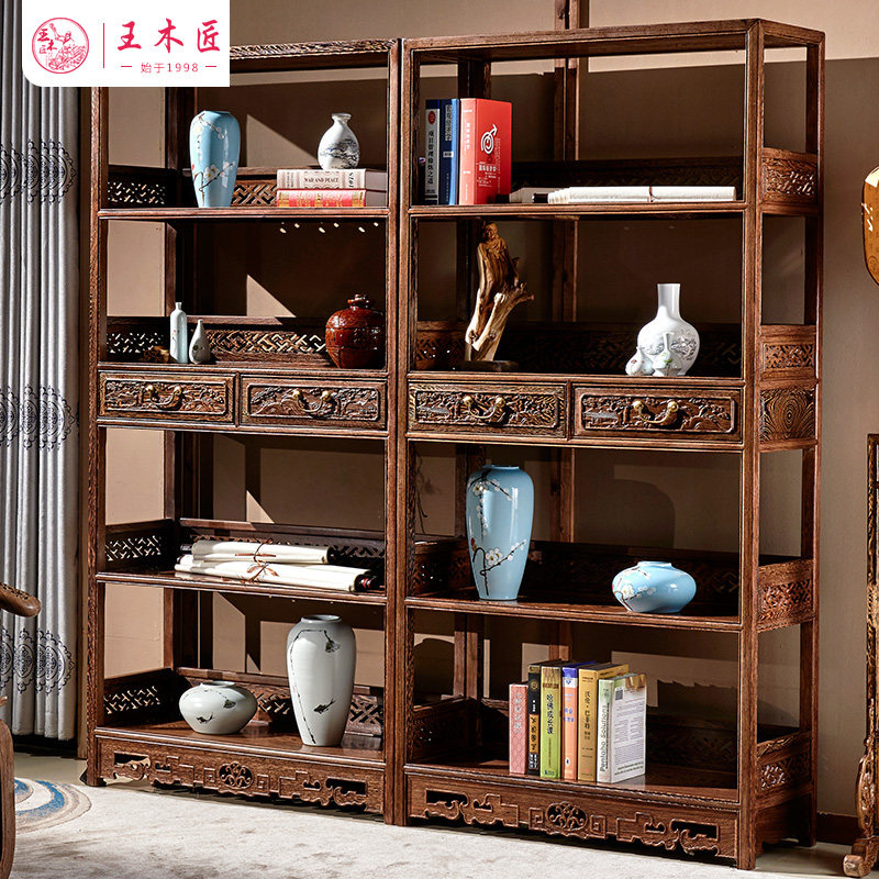 王木匠红木实木书架,中式复古风如何俘获人心?📚-红木书柜/书架-淘宝好物网