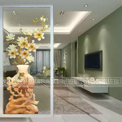 High-end custom home decoration art glass porch screen partition wall corridor background wall shoe cabinet glass jade vase