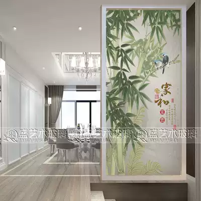 Hot sale New product promotion screen partition Shoe cabinet Glass ceiling ceiling entrance sliding door Art glass Bamboo