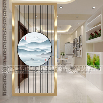 New double-sided screen art glass entry porch aisle Living Room restaurant shoe cabinet partition wall flower grid landscape painting