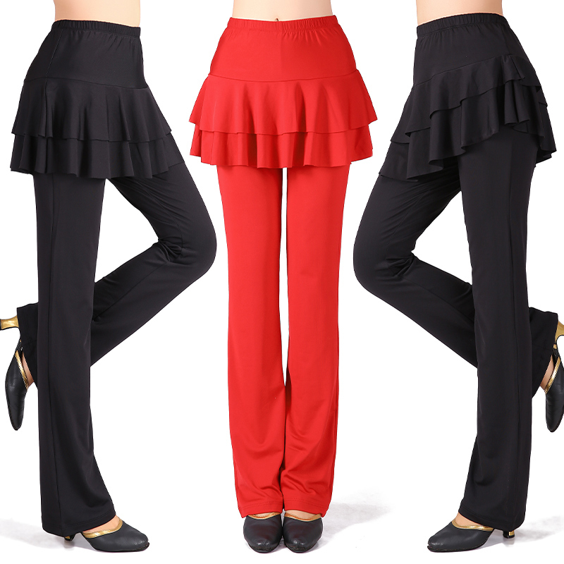 Square Dance Pants, Flowing Dance Skirt Pants, Dance Pants Skirt for Women, Milk Silk Long Pants, Clothing for Spring and Summer, Exercise Practice Pants