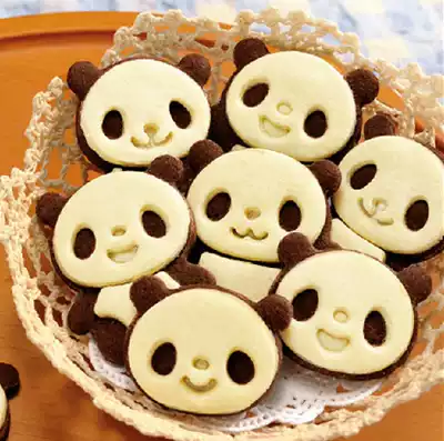 Cute panda Cookie Cookie mold set baking two-color biscuit mold flip candy mold cartoon biscuit mold