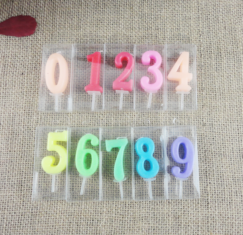 Large 0-9 number candles Individual OPP box packaging Color random hair baking utensils