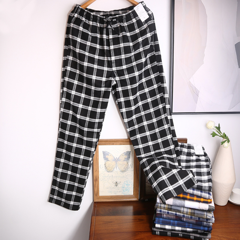 Men's Cotton Pajama Pants, Autumn and Winter Long Pants, Loose Casual Plaid, Large Size, All-Cotton Flannel Men's Home Pants, Winter Single Piece Men's Cotton Pajama Pants, Autumn and Winter Long Pants, Loose Casual Plaid, Large Size, All-Cotton Flannel Men's Home Pants, Winter Single Piece