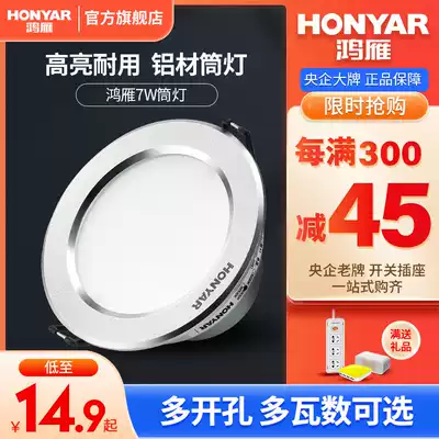 Hongyan LED Downlight 7W ceiling light bucket light recessed 12 drilling 10cm living room ceiling 4 inch hole light