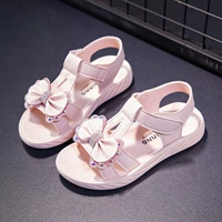 Женские летние сандалии, нескользящий наряд маленькой принцессы, детская пляжная обувь, для девочки, в корейском стиле, мягкая подошва