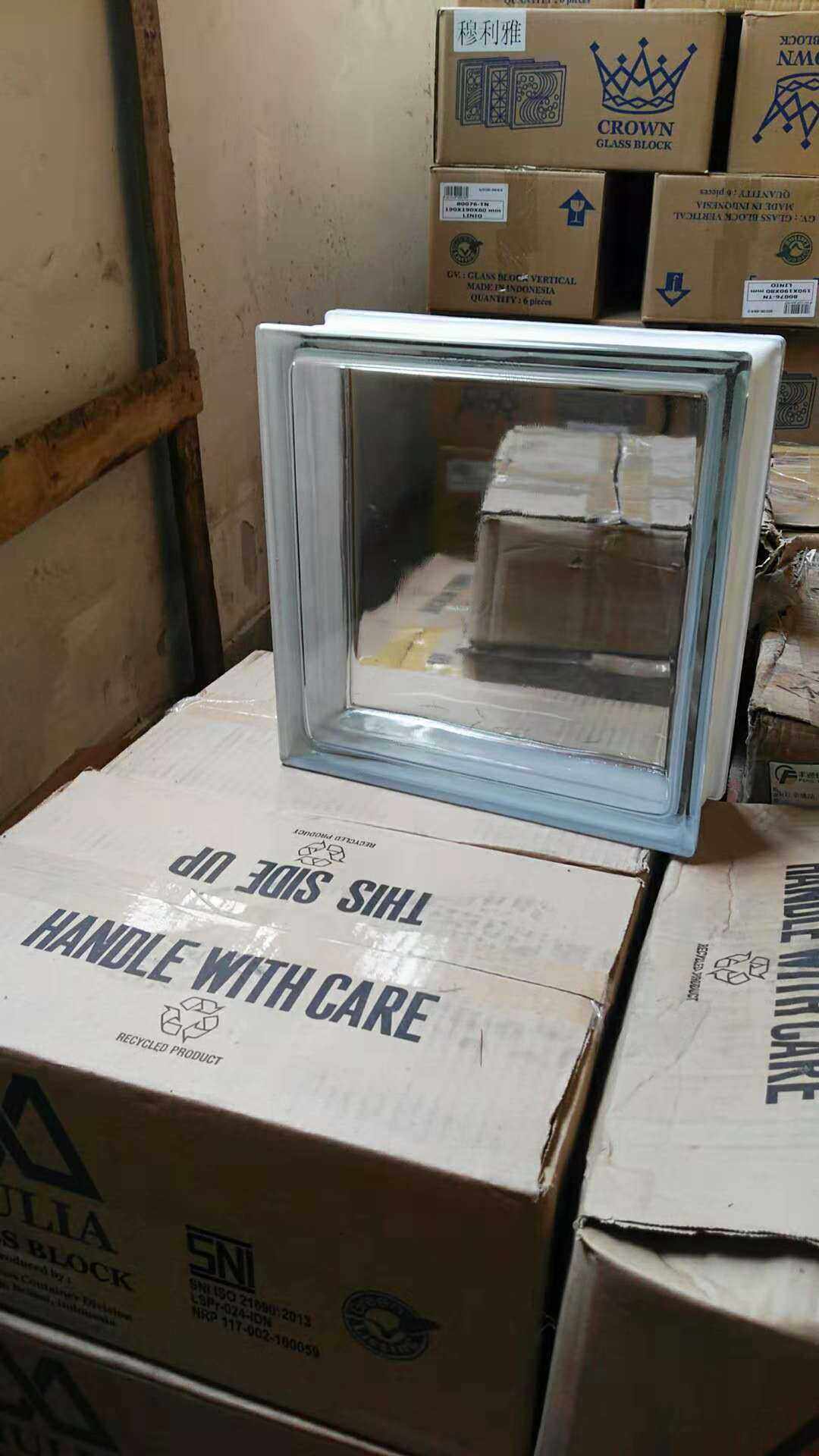 Imported straight through textured glass brick 240 * 240 * 80 background wall partition wall square brick glass curtain wall