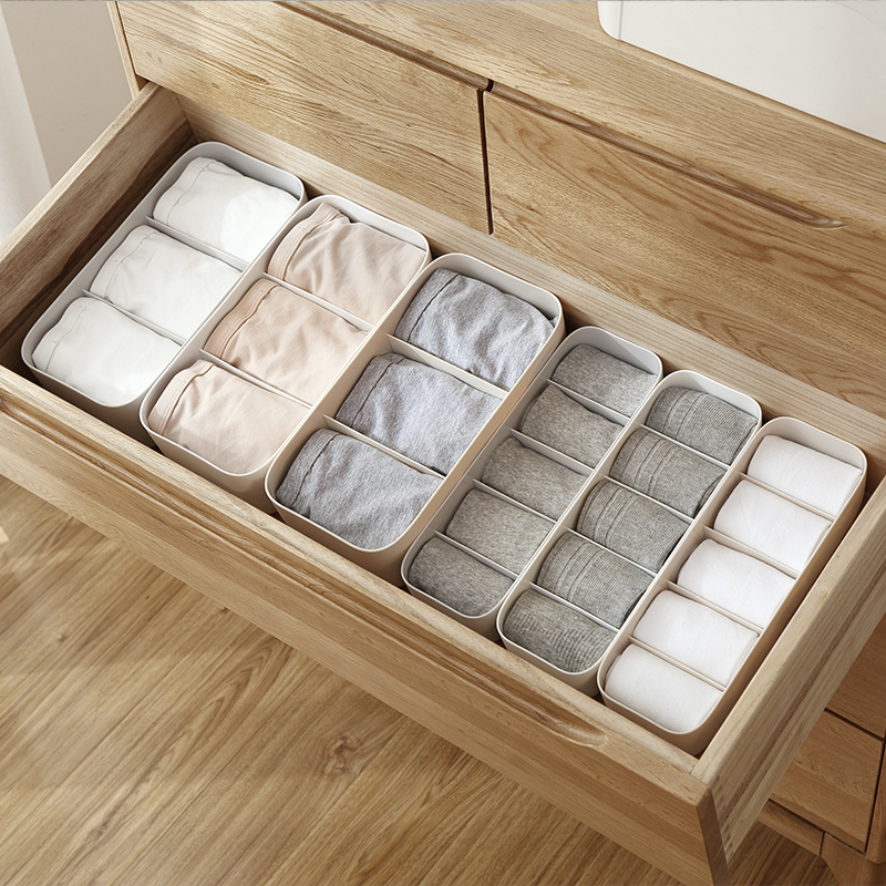 Socks storage box Underwear panty plastic cabinet grid household finishing box Drawer dormitory artifact three-in-one